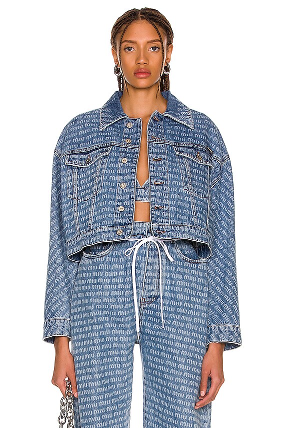 Miu Miu Logo Jean in Azzurro | FWRD