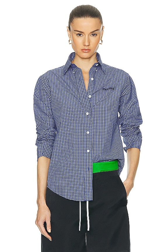 Miu Miu Long Sleeve Denim Shirt in Azzurro | FWRD