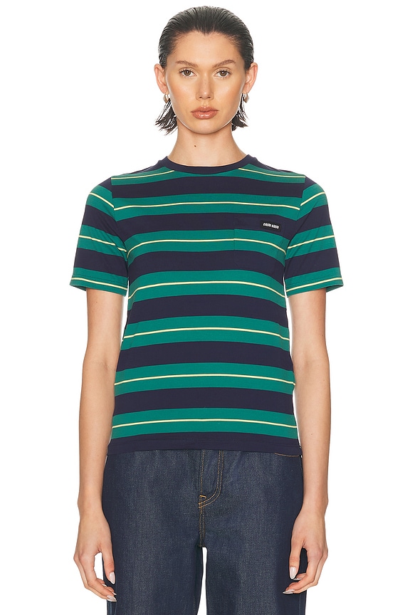 【関税込み】Bode グリーン Scottie ジャカード Tシャツ BODE トップ - Green | FWRD