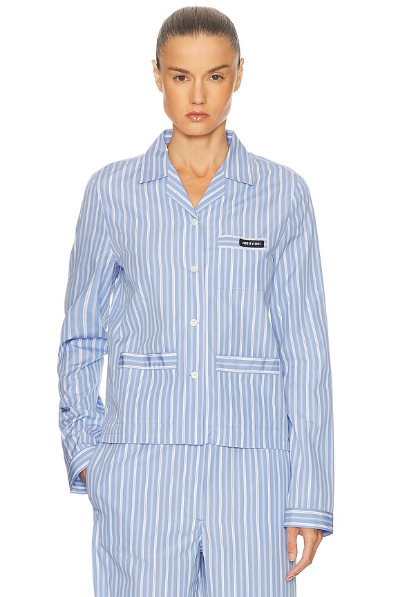 Tekla Long Sleeve Stripe Shirt in Purple Pink Stripes | FWRD