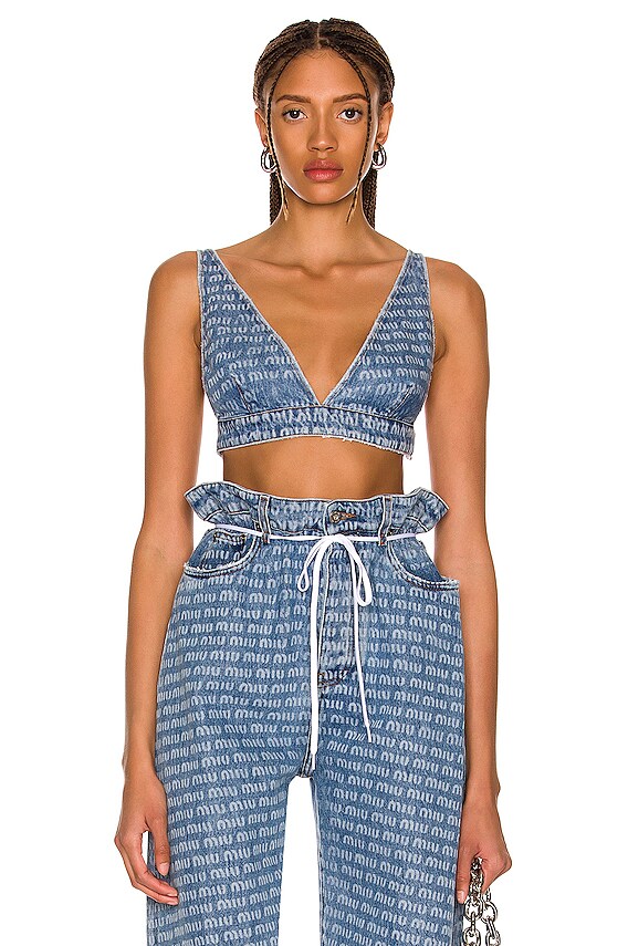Miu Miu Logo Jean in Azzurro | FWRD
