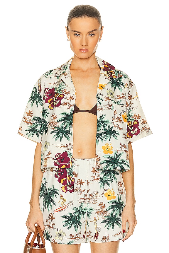 Miu Miu Hawaii Print Short in Avorio | FWRD