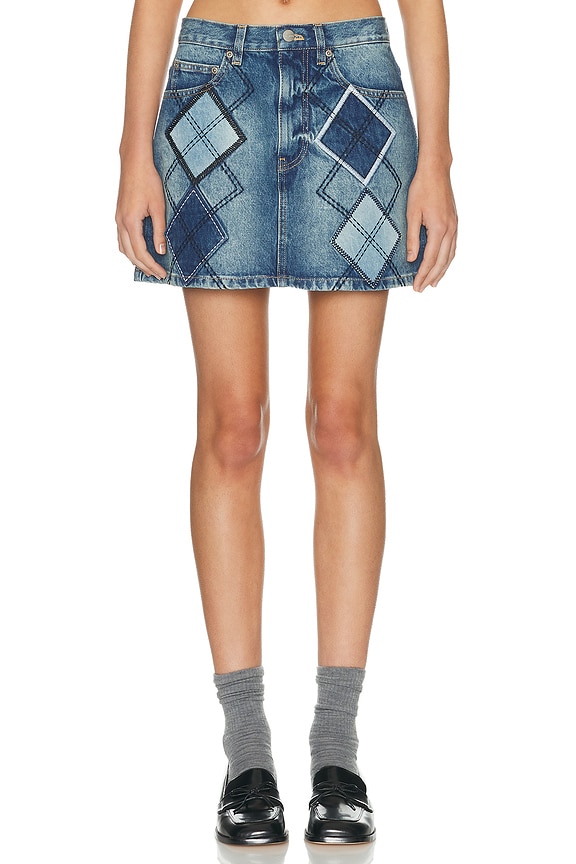 Loewe Workwear Mini Skirt in Blue & Red | FWRD