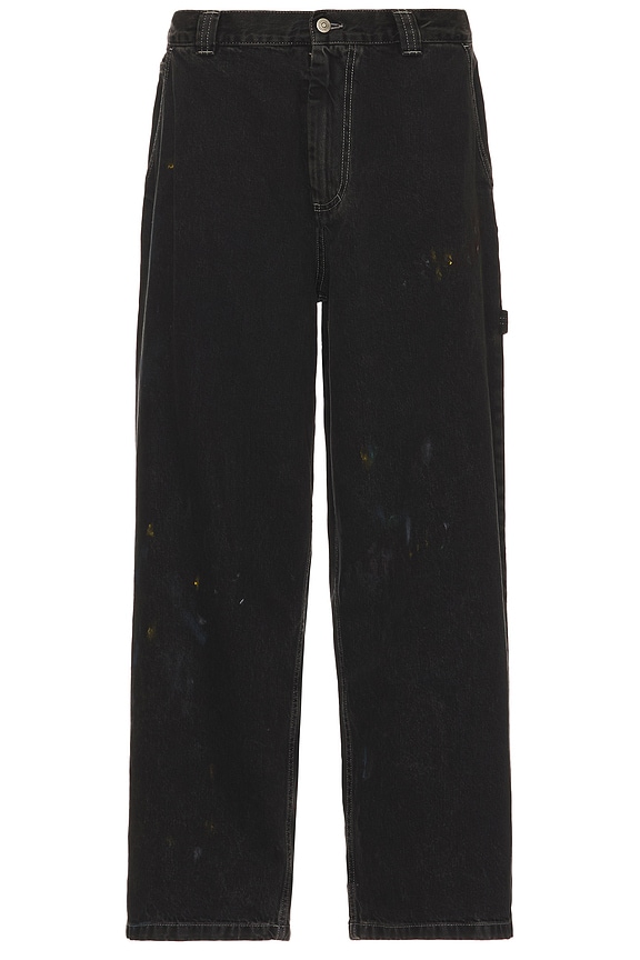 Needles HD Pant Painter 10Oz Denim Rose Jacquard in Black | FWRD