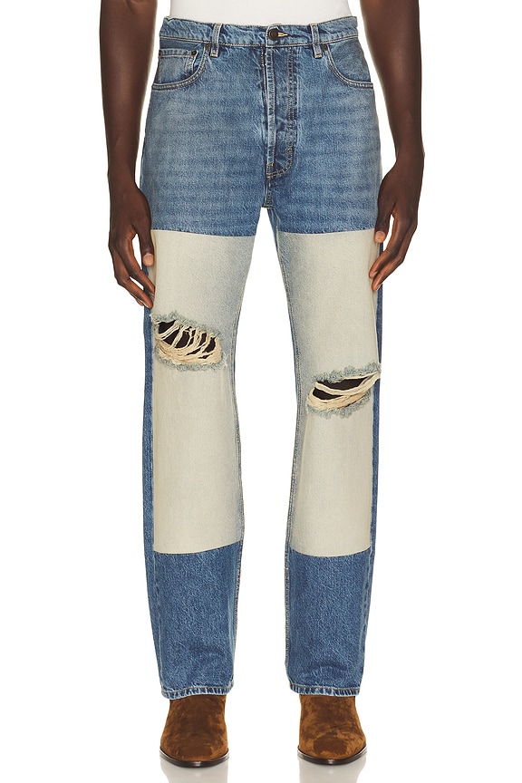 Amiri Bandana Art Patch Jean in Clay Indigo | FWRD