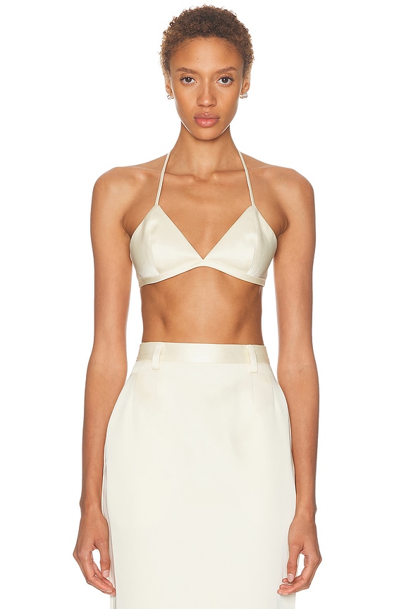 【Miu♡】 Miu Miu Cotton Crochet Triangle Bra Top in Multicolor | FWRD
