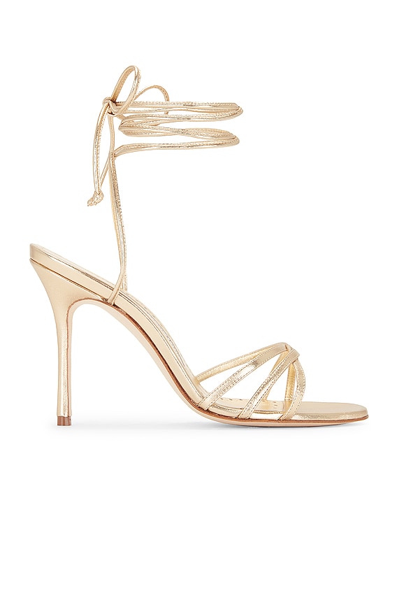 Manolo Blahnik Leva 105 Leather Sandal in Medium Brown | FWRD