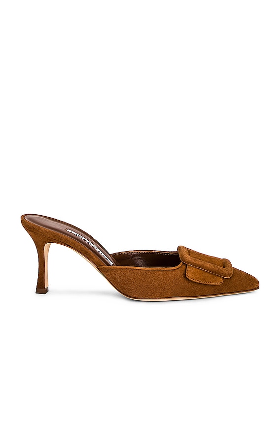 Manolo Blahnik Maysalebi 70 Mesh Mule in Medium Brown | FWRD