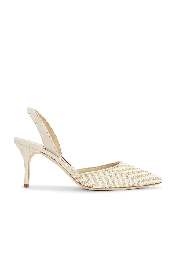 Manolo Blahnik Maysale 70 Suede Mule in Nude | FWRD