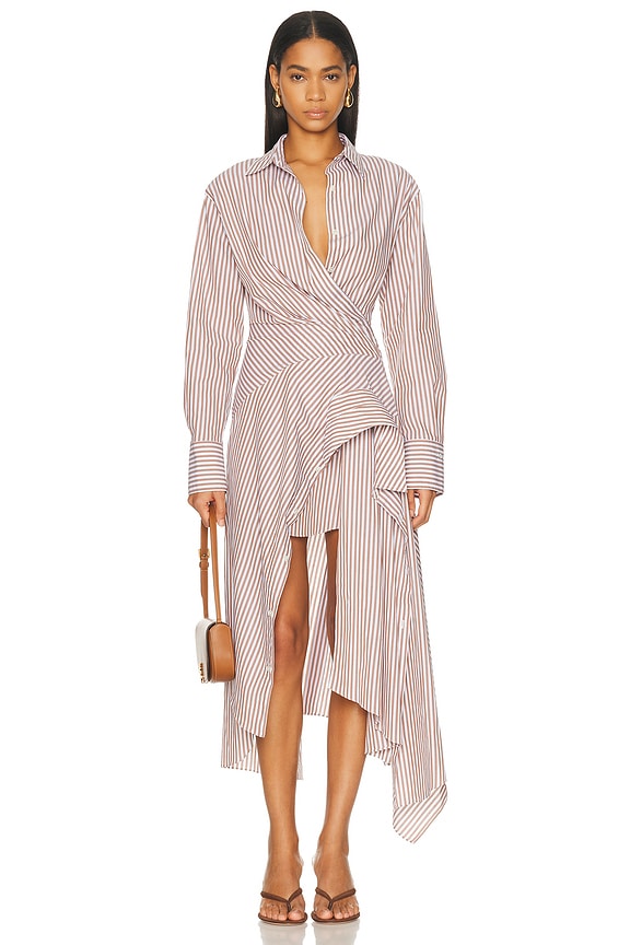 Ganni Viscose Stripe Dress in Black | FWRD
