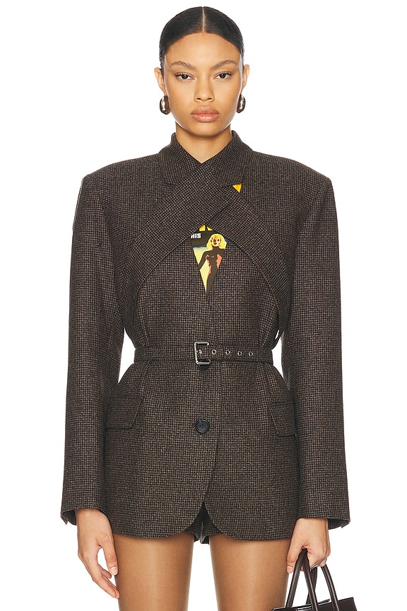 R13 R13 Slouch Tweed Jacket in Grey | FWRD