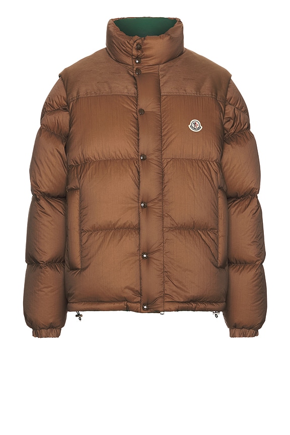 The North Face 1996 Retro Nuptse Jacket in Latte & TNF Black | FWRD