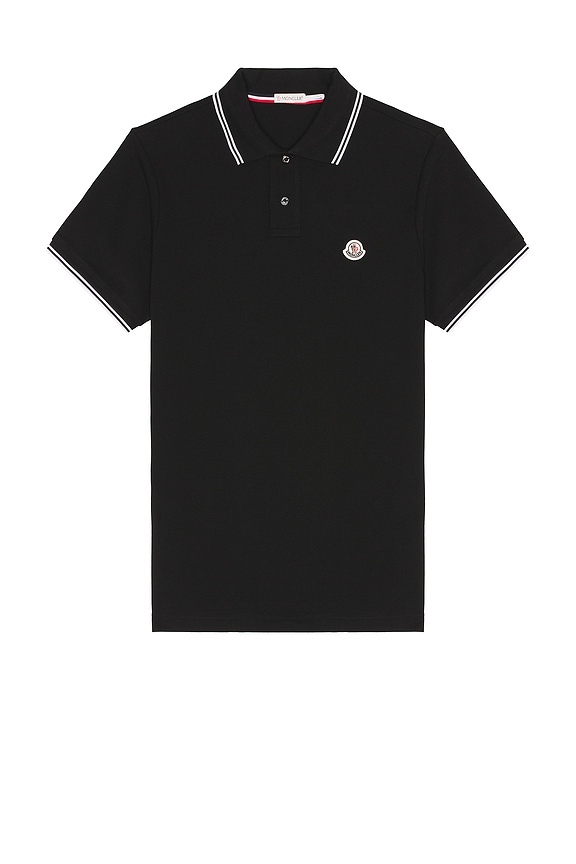 Moncler Short Sleeve Polo in Black | FWRD