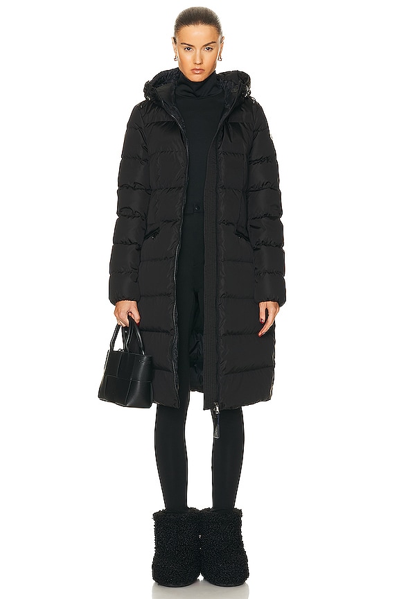 Moncler Matt Black Chanon Long Coat in Black | FWRD