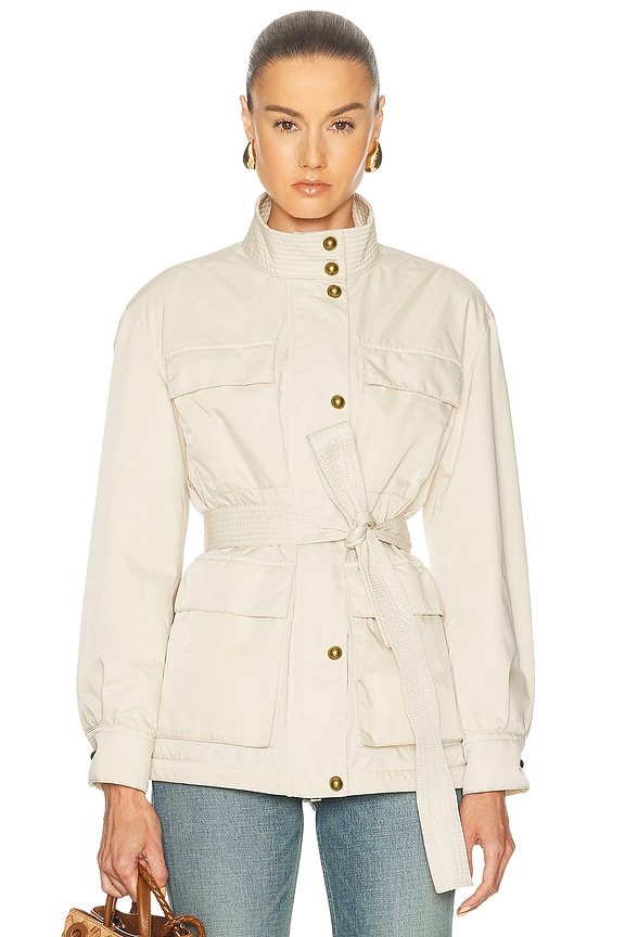 MAXIMILIAN DAVIS Stone Quilted Cropped Jacket in Ivory | FWRD