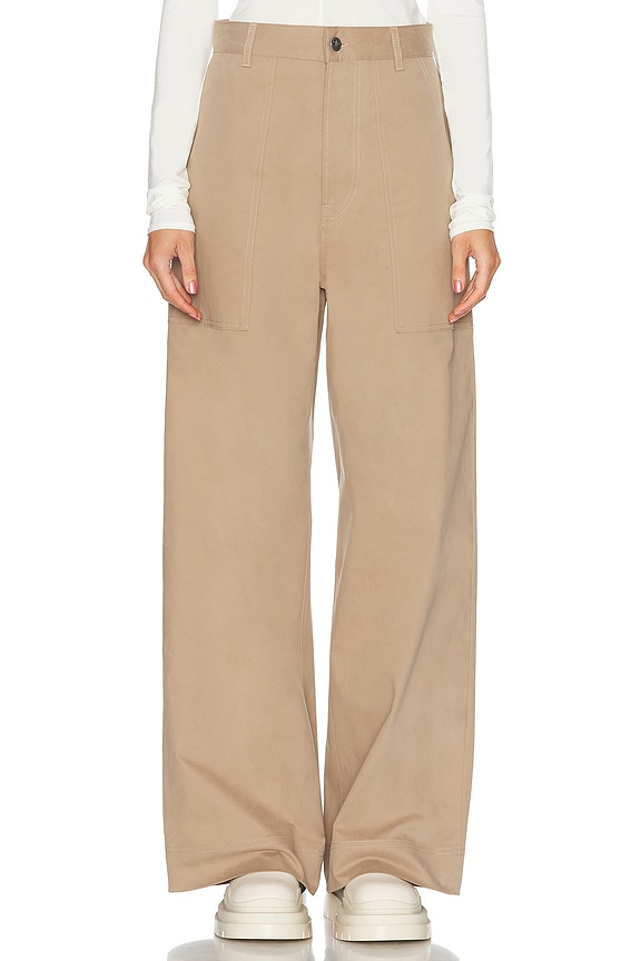 Lemaire High Waisted Curved Wide Leg in Denim Snow Beige | FWRD Lemaire High Waisted Curved Wide Leg in Denim Snow Beige | FWRD