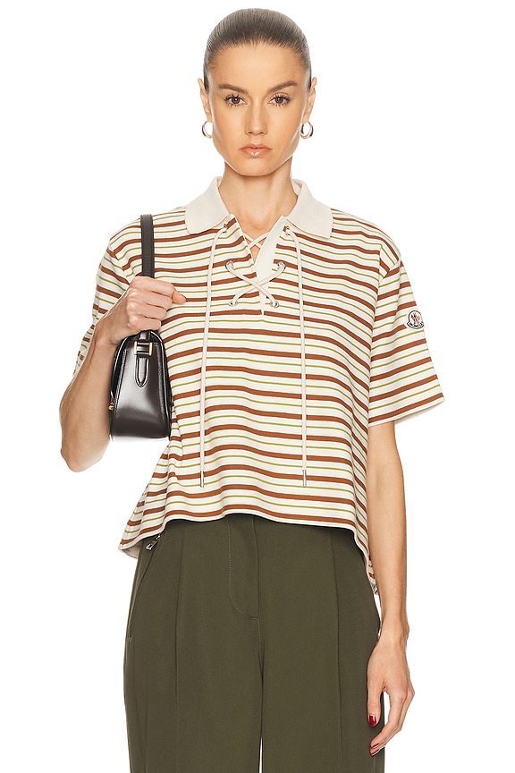 Miu Miu Striped Oversized Button Up Top in Avorio | FWRD