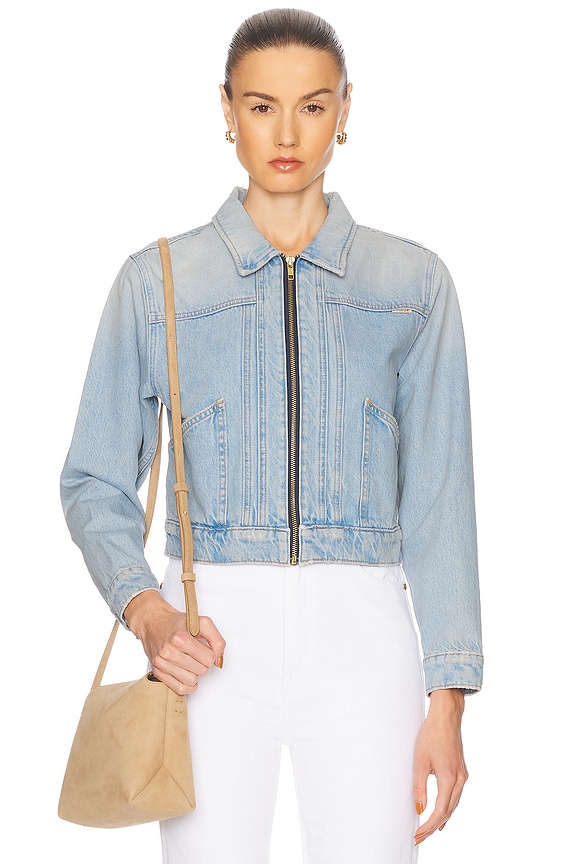 Alexander Wang Oxford Bubble Hem Puffer Jacket in Baltic Sea