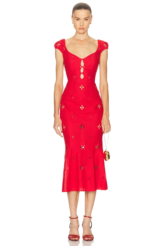 Zimmermann Ginger Frill Midi Dress in Orange Floral | FWRD