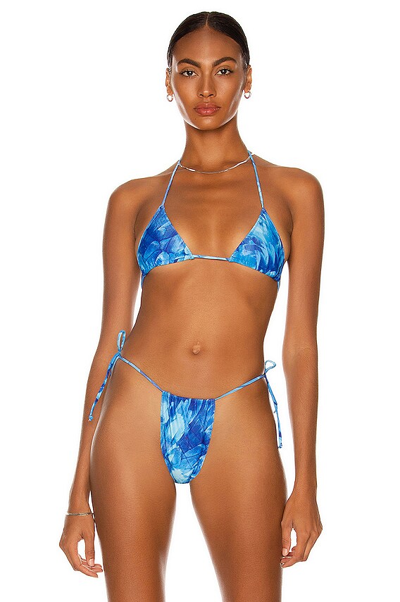 Melissa Simone Enita Micro String Bikini Top in Ocean Blue | FWRD