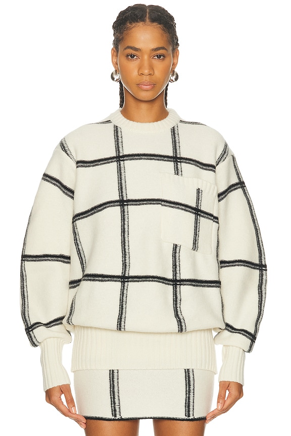 Moncler Striped Hooded Sweater in White & Blue | FWRD