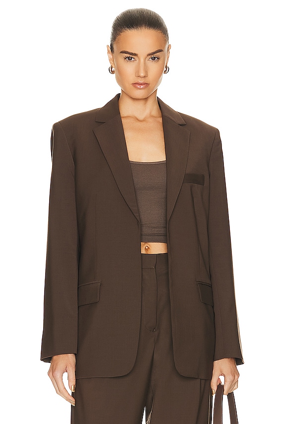 Magda Butrym Oversized Metallic Striped Blazer in Brown | FWRD