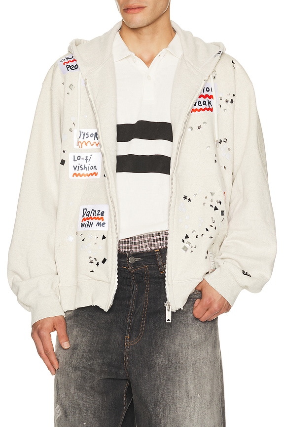 Raf Simons Cropped Oversized RS Sweater in Off White | FWRD