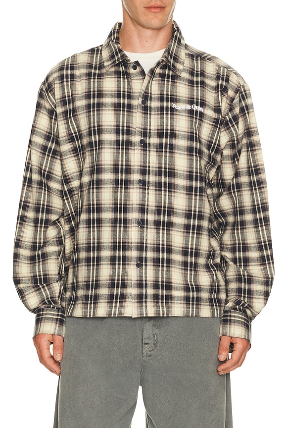 Amiri Bleach Logo Flannel Shirt in Brown | FWRD