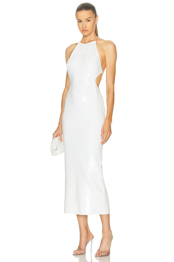 Enza Costa Poplin Halter Dress in White | FWRD