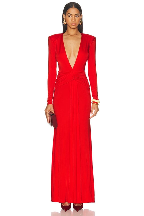 Rick Owens Wrap Long Sleeve Gown in Cardinal Red | FWRD