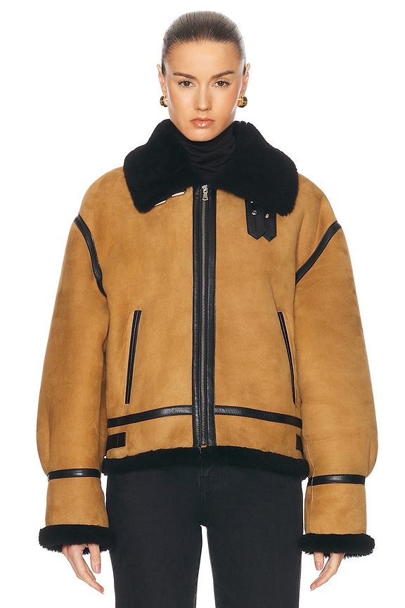Acne Studios Shearling Jacket in Brown | FWRD