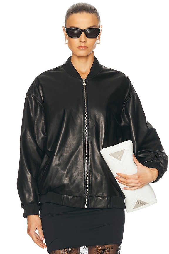Alexander Wang Cropped Bomber Jacket in Black | FWRD