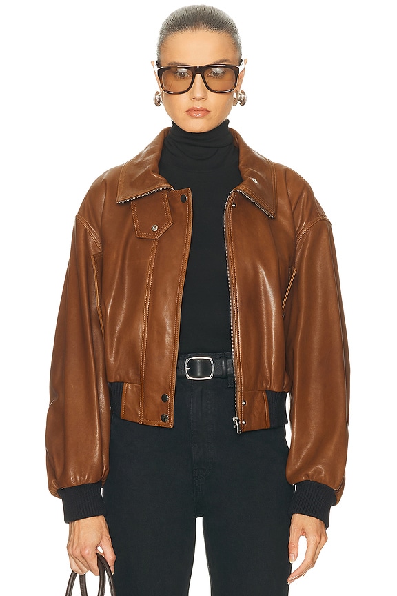 NOUR HAMMOUR for FWRD Dalma Relaxed Leather Jacket in Vintage
