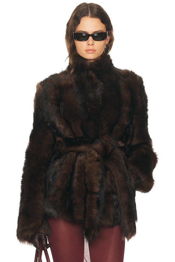 ALEXANDER WANG ブラックファーコート XS/S ALEXANDER WANG Embellished faux fur jacket | THE OUTNET