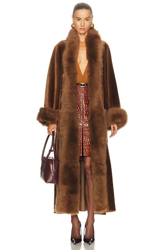 Y/Project Faux Fur Coat in Dusty Pink | FWRD