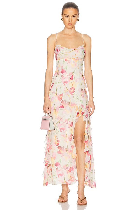 Zimmermann Corsage Slip Dress in Ivory & Peach Orchid | FWRD