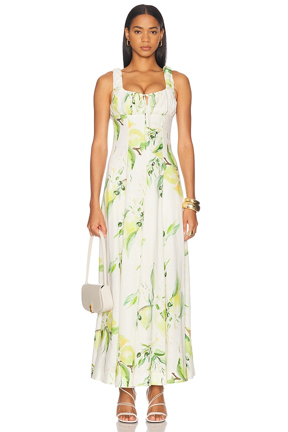 SALE☆ラス１即納★Corset-Seamed Midi Dress ホワイト Sサイズ On The List White Asymmetric Corset Maxi Dress With Floral