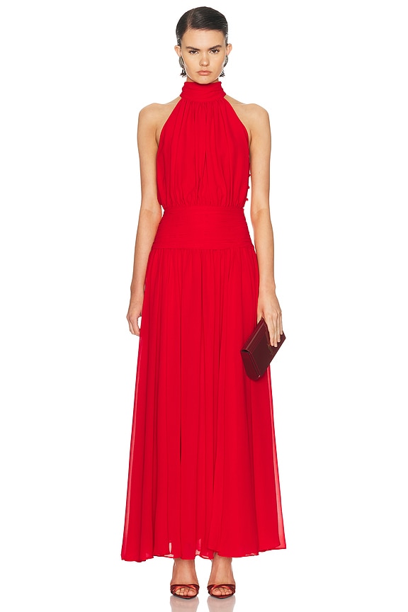 beau halter ruched midi dress Camila Ruched Halter Midi Dress / Ivory | MESHKI