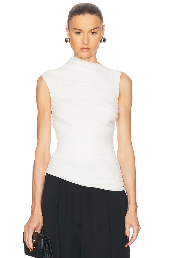 Jil Sander Mock Neck Sleeveless Top in Natural | FWRD