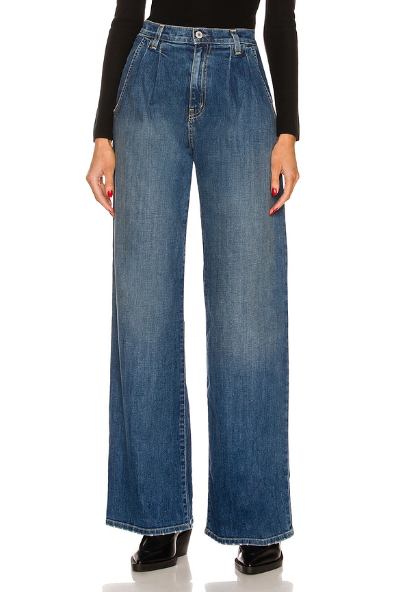 デニム・ジーパン MIUMIU WIDE LEG PANTS WITH EMBROIDERED LOGO miu-miu-Blue-Wide-leg-Logo-