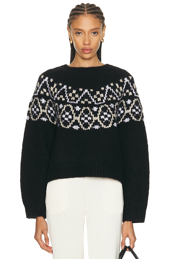 Fendi Logo Print Viscose Sweater in White & Black | FWRD
