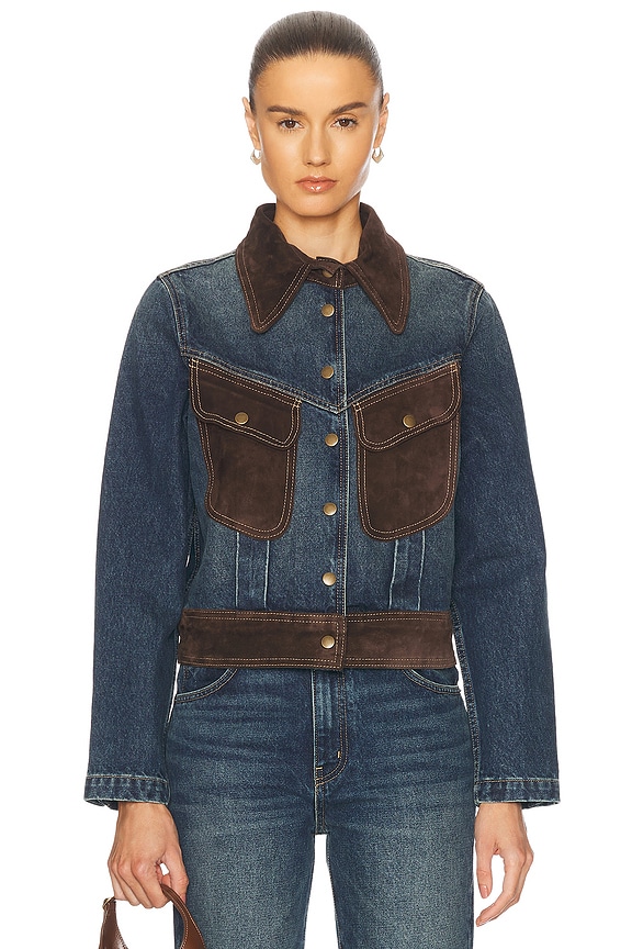 Blumarine Denim Moto Jacket in Sterling Blue | FWRD