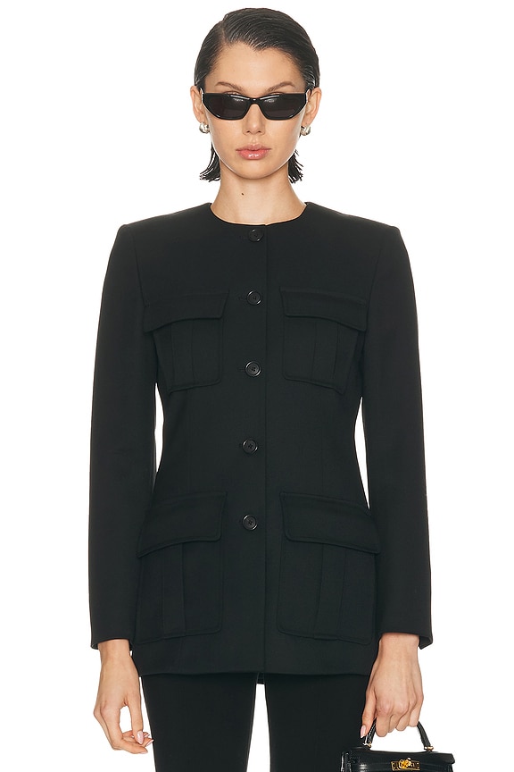 Helsa Oversized Cropped Trench in Black | FWRD
