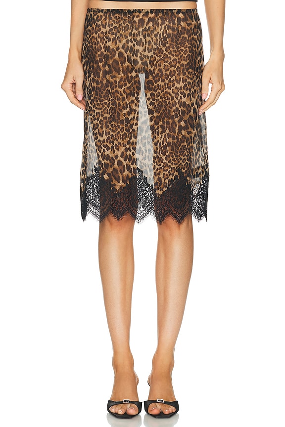 Saint Laurent Midi Skirt in Leopard | FWRD