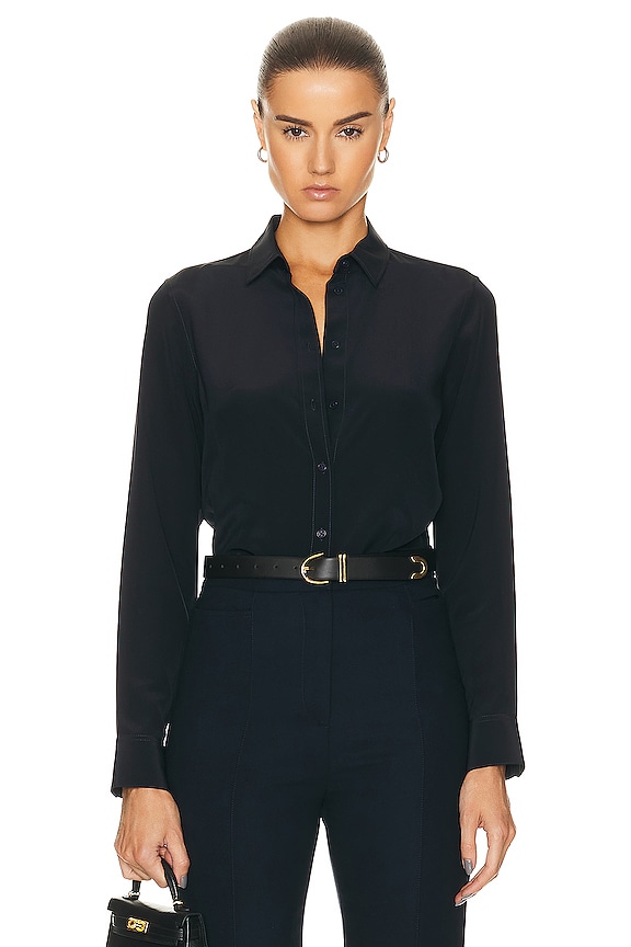 marno Bianca blouse（NAVY） L'AGENCE Bianca Blouse in Nouvean Navy | FWRD