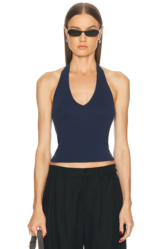 Miu Miu Cropped Denim Top in Blu | FWRD