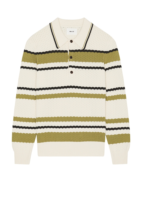 ★ANDERSSON BELL★ bubble stripe polo sweater Andersson Bell Bubble Stripe Polo Sweater in Brown & Mint | FWRD