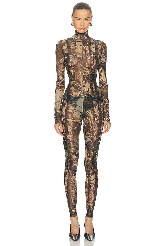 Wolford X Simkhai Intricate Sheer Pattern Warp Knit Jumpsuit