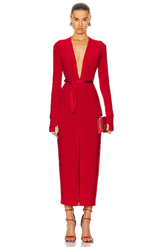 Helsa Jersey Deep V Maxi Dress in Chile | FWRD