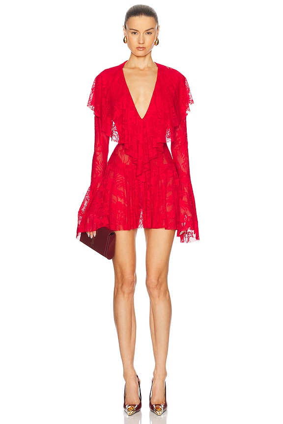 Aje Joan Puff Sleeve Mini Dress in Rouge Pink | FWRD